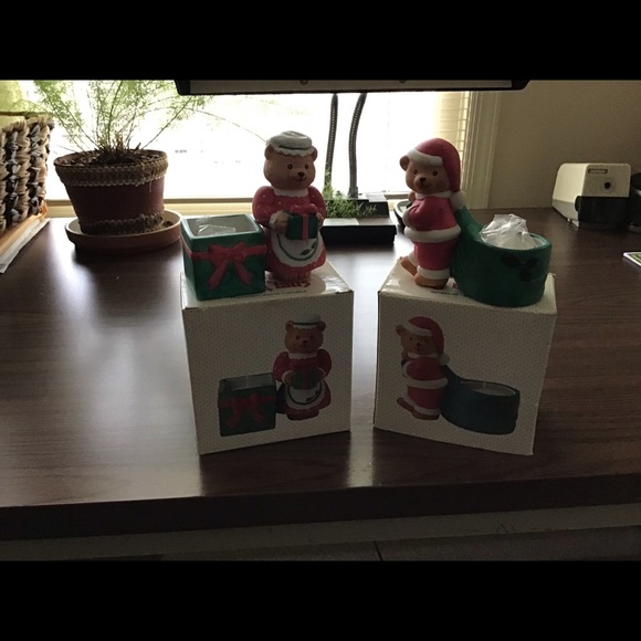 Mr and Mrs Christmas Bear candle holders - Picture 2 of 2